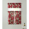 Kate Aurora Holiday Classic Poinsettia Christmas 3 Pc Kitchen Curtain Tier & Valance Set - 57 In. W X 36 In. L