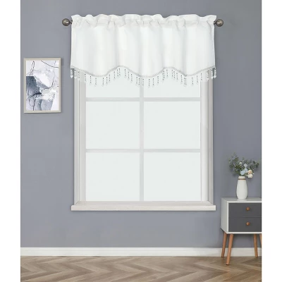 Kate Aurora Luxurious Solid Colored Scalloped Rod Pocket Window Valance With Crystal Beaded Trim 7 Kate Aurora Luxurious Solid Colored Scalloped Rod Pocket Window Valance With Crystal Beaded Trim - Image 7