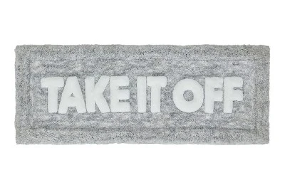 Kate Aurora Dorm Basics "Take It Off" Gray Typography Soft Tufted Oversized Bath Rug Runner - 2'x5' 3 Kate Aurora Dorm Basics "Take It Off" Gray Typography Soft Tufted Oversized Bath Rug Runner - 2'x5' - Image 3