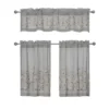 Kate Aurora Shabby Sheer Embroidered Complete 3 Piece Floral Rod Pocket Cafe Kitchen Curtain Tier & Valance Set
