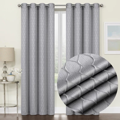 Kate Aurora 2 Piece Modern Lattice Semi Sheer Window Curtain Panels 6 Kate Aurora 2 Piece Modern Lattice Semi Sheer Window Curtain Panels - Image 6