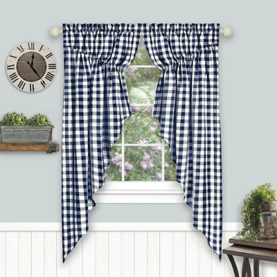 Kate Aurora Farmhouse Plaid Gingham Check Swag Valance Curtain Panel Pair 6 Kate Aurora Farmhouse Plaid Gingham Check Swag Valance Curtain Panel Pair - Image 6