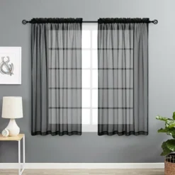Designer Sheer Voile Rod Pocket Curtains For Small Windows