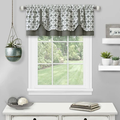 Kate Aurora Modern Geometric Button Tuck Rod Pocket Window Valance 2 Kate Aurora Modern Geometric Button Tuck Rod Pocket Window Valance - Image 2