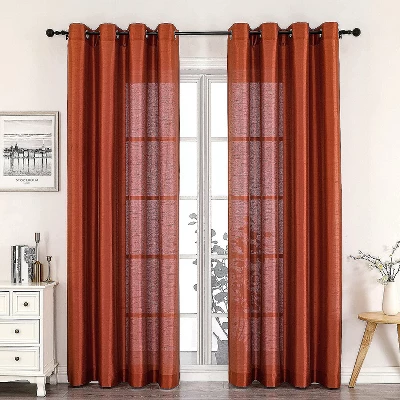 Kate Aurora Home Living 2 Piece Lightweight Basic Sheer Grommet Top Curtain Panels 5 Kate Aurora Home Living 2 Piece Lightweight Basic Sheer Grommet Top Curtain Panels - Image 5