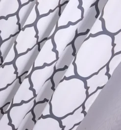 Kate Aurora Montauk Accents 2 Piece White & Gray Trellis Light Filtering Modern Geometric Grommet Top Window Curtains -Sweet Home Store GUEST 68901cc3 7858 4ead ae5a a4d978327b92