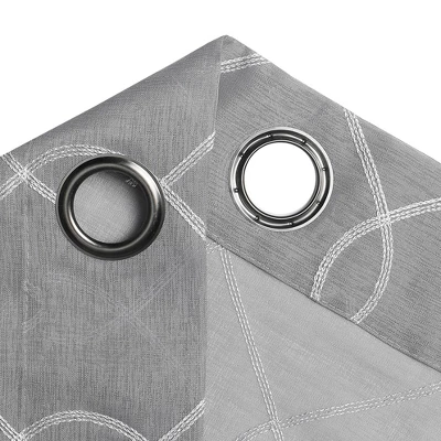 Kate Aurora 2 Piece Clarabelle Embroidered Lattice Matte Sheer Grommet Top Curtain Panels - 84 In. Long 1 Kate Aurora 2 Piece Clarabelle Embroidered Lattice Matte Sheer Grommet Top Curtain Panels - 84 In. Long