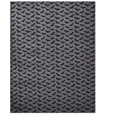 Kate Aurora Ultra Soft & Plush Gray & Black Spooky Halloween Bats Accent Throw Blanket - 50 In. W X 70 In. L 3 Kate Aurora Ultra Soft & Plush Gray & Black Spooky Halloween Bats Accent Throw Blanket - 50 In. W X 70 In. L - Image 3