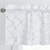 Kate Aurora Living Metallic Foil Lattice Quatrefoil White & Silver Window Valance