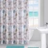 Kate Aurora Seaside Villa Mosaic Coastal Seahorses & Coral Fabric Shower Curtain