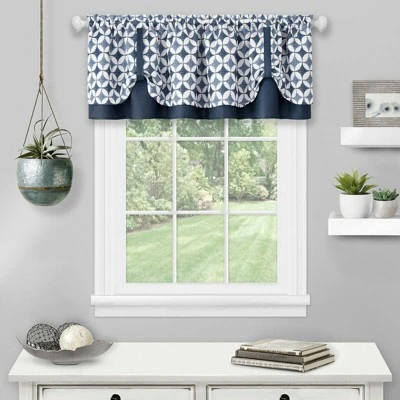 Kate Aurora Modern Geometric Button Tuck Layered Rod Pocket Window Valance 3 Kate Aurora Modern Geometric Button Tuck Layered Rod Pocket Window Valance - Image 3