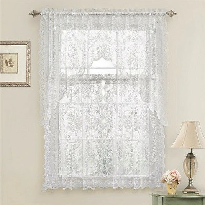 Kate Aurora Shabby Living Lena Floral Lace Complete Kitchen Curtain Tier & Swag Set 3 Kate Aurora Shabby Living Lena Floral Lace Complete Kitchen Curtain Tier & Swag Set - Image 3