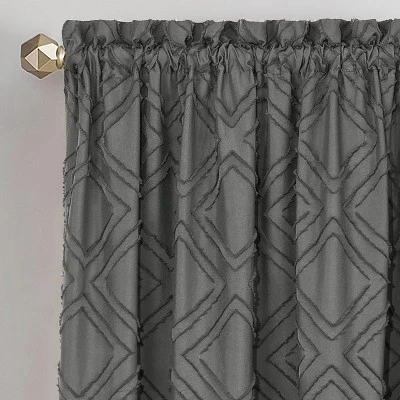 Kate Aurora Contemporary Geometric Shabby Diamond Clipped Rod Pocket Single Window Curtain Panel 1 Kate Aurora Contemporary Geometric Shabby Diamond Clipped Rod Pocket Single Window Curtain Panel