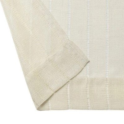 Kate Aurora 2 Piece Metallic Shimmer Chic Striped Flax Styled Sheer Grommet Top Curtains 4 Kate Aurora 2 Piece Metallic Shimmer Chic Striped Flax Styled Sheer Grommet Top Curtains - Image 4
