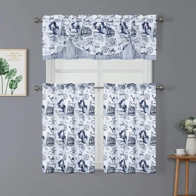 Kate Aurora Rooster Toile Complete 3 Pc Café Kitchen Curtain Tier And Valance Set 8 Kate Aurora Rooster Toile Complete 3 Pc Café Kitchen Curtain Tier And Valance Set - Image 8