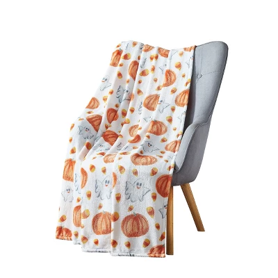 Kate Aurora Halloween Friendly Ghosts, Pumpkins & Candy Corns Oversized Accent Throw Blanket - 50 In. W X 70 In. L 1 Kate Aurora Halloween Friendly Ghosts, Pumpkins & Candy Corns Oversized Accent Throw Blanket - 50 In. W X 70 In. L