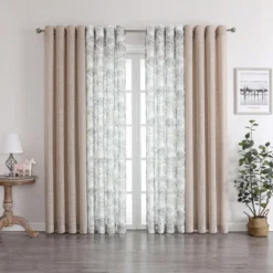 Kate Aurora Biscayne Bay Floral 4 Piece Coordinating Deluxe Flax Styled Sheer Grommet Top Curtains -Sweet Home Store GUEST 7c173a10 fbf1 4787 bf66 fedfa62a6a39