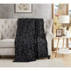 Kate Aurora Scary Halloween Ghosts Black & White Oversized Accent Throw Blanket - 50 In. X 70 In.