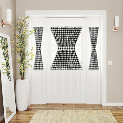 Kate Aurora Plaid Country Farmhouse French Door Curtain Panel With Matching Tieback 1 Kate Aurora Plaid Country Farmhouse French Door Curtain Panel With Matching Tieback