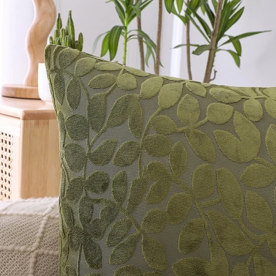 Kate Aurora Red Hook Cut Leaf Embossed Chenille Ultra Plush & Fluffy 18"x 18" Filled Accent Throw Pillow With Removable Zipper Shell/Cover 4 Kate Aurora Red Hook Cut Leaf Embossed Chenille Ultra Plush & Fluffy 18"x 18" Filled Accent Throw Pillow With Removable Zipper Shell/Cover - Image 4