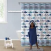 Kate Aurora Montauk Accents Complete 5 Piece Juvi Sharks Themed Fabric Shower Curtain Bathroom Set