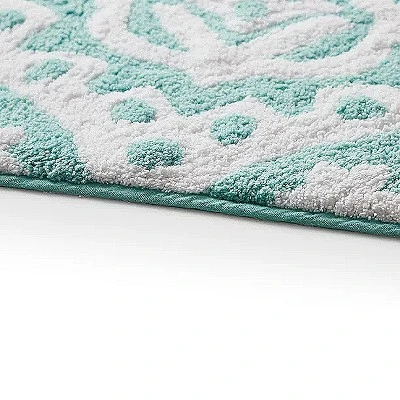 Kate Aurora 100% Premium Cotton Damask Designed Non Slip Bath Rug - 20 In. W X 32 In. L 2 Kate Aurora 100% Premium Cotton Damask Designed Non Slip Bath Rug - 20 In. W X 32 In. L - Image 2