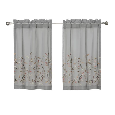 Kate Aurora Shabby Sheer Embroidered Complete 3 Piece Floral Rod Pocket Cafe Kitchen Curtain Tier & Valance Set 3 Kate Aurora Shabby Sheer Embroidered Complete 3 Piece Floral Rod Pocket Cafe Kitchen Curtain Tier & Valance Set - Image 3