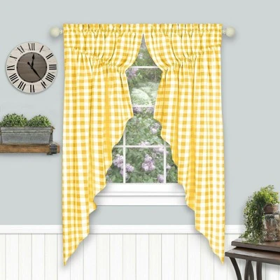Kate Aurora Farmhouse Plaid Gingham Check Swag Valance Curtain Panel Pair 4 Kate Aurora Farmhouse Plaid Gingham Check Swag Valance Curtain Panel Pair - Image 4