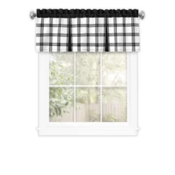 Kate Aurora Windowpane Plaid Country Farmhouse Rod Pocket Window Valance