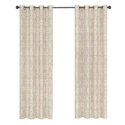 Kate Aurora Contemporary Woven Jacquard Modular Circles Grommet Top Single Window Curtain Panel 1 Kate Aurora Contemporary Woven Jacquard Modular Circles Grommet Top Single Window Curtain Panel