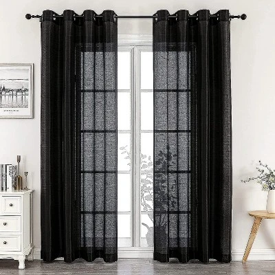 Kate Aurora Home Living 2 Piece Lightweight Basic Sheer Grommet Top Curtain Panels 2 Kate Aurora Home Living 2 Piece Lightweight Basic Sheer Grommet Top Curtain Panels - Image 2