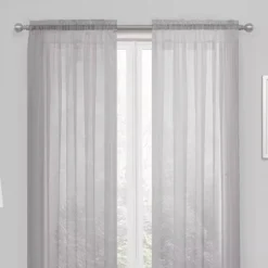 Kate Aurora Essential 1 Piece Silver Gray Sheer Voile Rod Pocket Window Curtain Panel