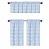 Kate Aurora Country Farmhouse Living Blue Plaid Gingham 3 Pc Kitchen Curtain Tier And Valance Set - 56 In. W X 36 In. L
