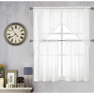 Kate Aurora Modern Chic Complete 4 Piece Striped Sheer Kitchen Curtain Tier & Valance Set 7 Kate Aurora Modern Chic Complete 4 Piece Striped Sheer Kitchen Curtain Tier & Valance Set - Image 7