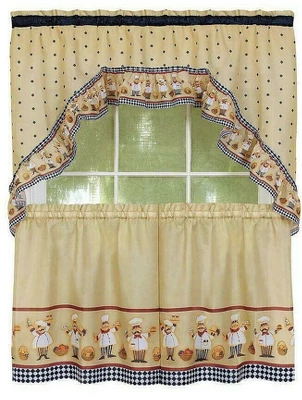 Kate Aurora Fat Chef Cucina Rod Pocket Cafe Kitchen Curtain Tier And Swag Valance Set 2 Kate Aurora Fat Chef Cucina Rod Pocket Cafe Kitchen Curtain Tier And Swag Valance Set - Image 2