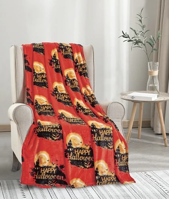 Kate Aurora Ultra Soft & Cozy Oversized Happy Halloween Themed Plush Throw Blanket - 50 In. W X 60 In. L 1 Kate Aurora Ultra Soft & Cozy Oversized Happy Halloween Themed Plush Throw Blanket - 50 In. W X 60 In. L