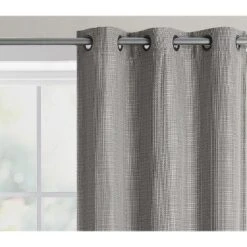 Kate Aurora Modern Living 2 Pack Textured Woven Light Filtering Grommet Top Window Curtain Panels