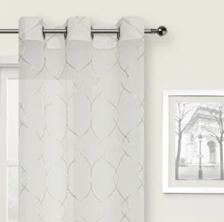 Kate Aurora 2 Piece Anael Embroidered Lattice Matte Sheer Grommet Top Curtain Panels - 84 In. Long -Sweet Home Store GUEST a47e04ee fab1 44df bab8 93cfe4f57d56