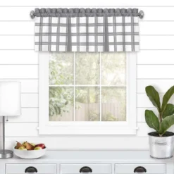 Kate Aurora Windowpane Plaid Country Farmhouse Rod Pocket Window Valance -Sweet Home Store GUEST a556cc7e a02a 4d72 8dca 780806856501