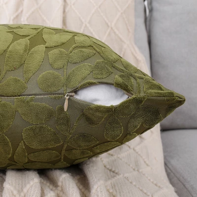 Kate Aurora Red Hook Cut Leaf Embossed Chenille Ultra Plush & Fluffy 18"x 18" Filled Accent Throw Pillow With Removable Zipper Shell/Cover 1 Kate Aurora Red Hook Cut Leaf Embossed Chenille Ultra Plush & Fluffy 18"x 18" Filled Accent Throw Pillow With Removable Zipper Shell/Cover