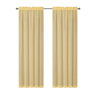 Kate Aurora Montauk Accents Ultra Lux 2 Piece Rod Pocket Gold Sheer Voile Window Curtain Panels - 84 In. Long 2 Kate Aurora Montauk Accents Ultra Lux 2 Piece Rod Pocket Gold Sheer Voile Window Curtain Panels - 84 In. Long - Image 2