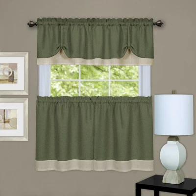 Kate Aurora Flax Styled Semi Sheer 3 Piece Tie-Up Kitchen Curtain Tier & Valance Set 2 Kate Aurora Flax Styled Semi Sheer 3 Piece Tie-Up Kitchen Curtain Tier & Valance Set - Image 2
