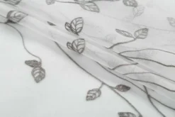 Kate Aurora 2 Pack Floral Leaf Embroidered Grommet Sheer Curtains