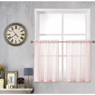 Kate Aurora Modern Chic Complete 4 Piece Striped Sheer Kitchen Curtain Tier & Valance Set 1 Kate Aurora Modern Chic Complete 4 Piece Striped Sheer Kitchen Curtain Tier & Valance Set