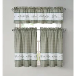 Kate Aurora Country Living Gingham Check Hope Faith Love 3 Pc Cafe Kitchen Curtain Set -Sweet Home Store GUEST b760f49c c752 47be 9605 83e20b9d6fb7
