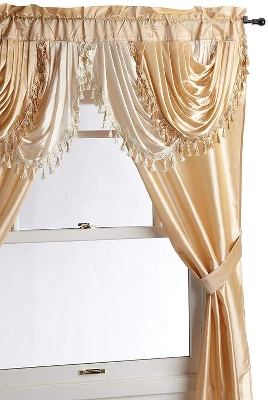 Kate Aurora Satin Semi Sheer Complete 5 Piece Window In A Bag Attached Curtain Set 1 Kate Aurora Satin Semi Sheer Complete 5 Piece Window In A Bag Attached Curtain Set