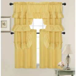 Kate Aurora Country Farmhouse Living Solid Colored Cafe Kitchen Curtain Tier & Swag Valance Set -Sweet Home Store GUEST ba571e2e c6bd 4fad 8d83 6a56646e9ef3