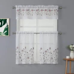 Kate Aurora Complete 3 Piece Embroidered Shabby Floral Roses Sheer Cafe Kitchen Curtain Tier & Valance Set 11 Kate Aurora Complete 3 Piece Embroidered Shabby Floral Roses Sheer Cafe Kitchen Curtain Tier & Valance Set -Sweet Home Store GUEST c14eafbc e4db 40e8 b231 cb4bb3623446