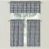 Kate Aurora Country Farmhouse Black & White Gingham Checkered Plaid Kitchen Curtain Tier & Valance Set - 58 In. W X 36 In. L