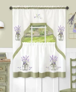 Kate Aurora Montauk Accents Lavender Floral Embellished Complete 3 Piece Kitchen Curtain Tier & Valance Set 5 Kate Aurora Montauk Accents Lavender Floral Embellished Complete 3 Piece Kitchen Curtain Tier & Valance Set -Sweet Home Store GUEST c55ee2af 4e80 4a8c 9496 fa14ebd70ced